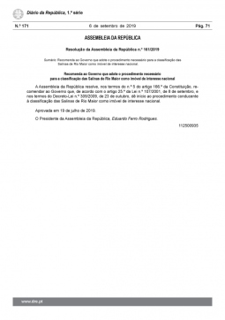 Aprovada recomendação para a classificação das Salinas como Imóvel de Interesse Nacional
